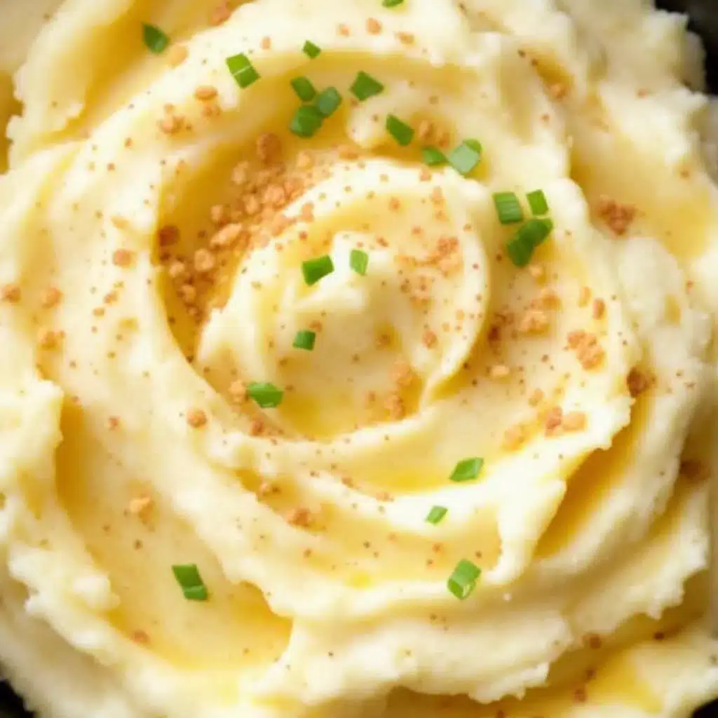 creamy crockpot mashed potatoes with cream cheese - featured image