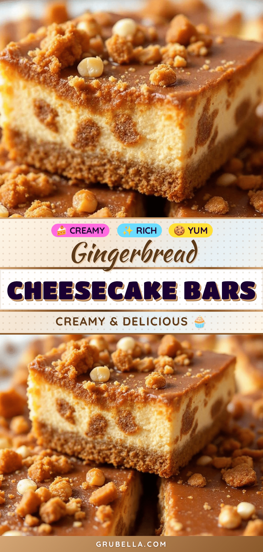 Creamy Gingerbread Cheesecake Bars recipe