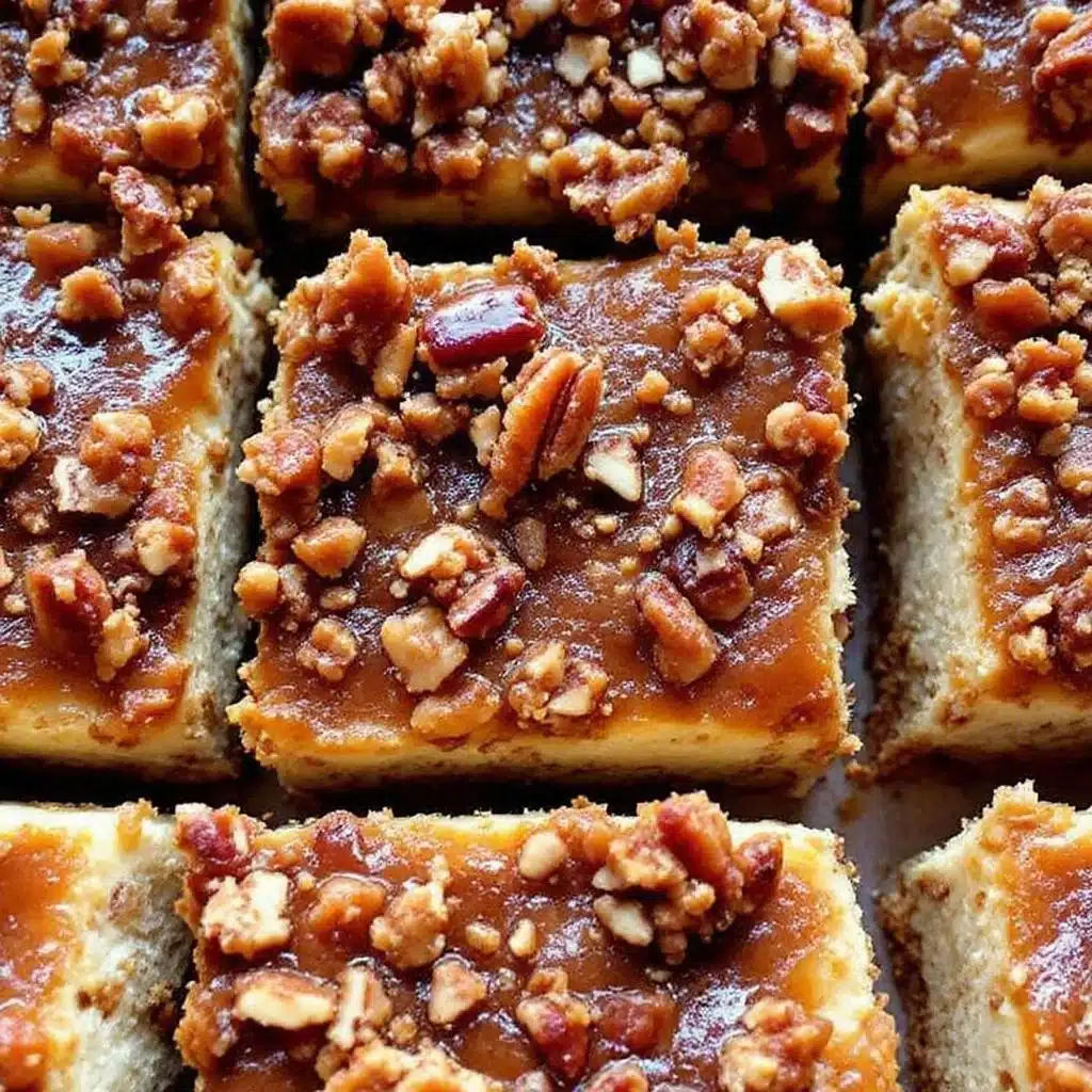 creamy maple pecan pie cheesecake bars - featured image