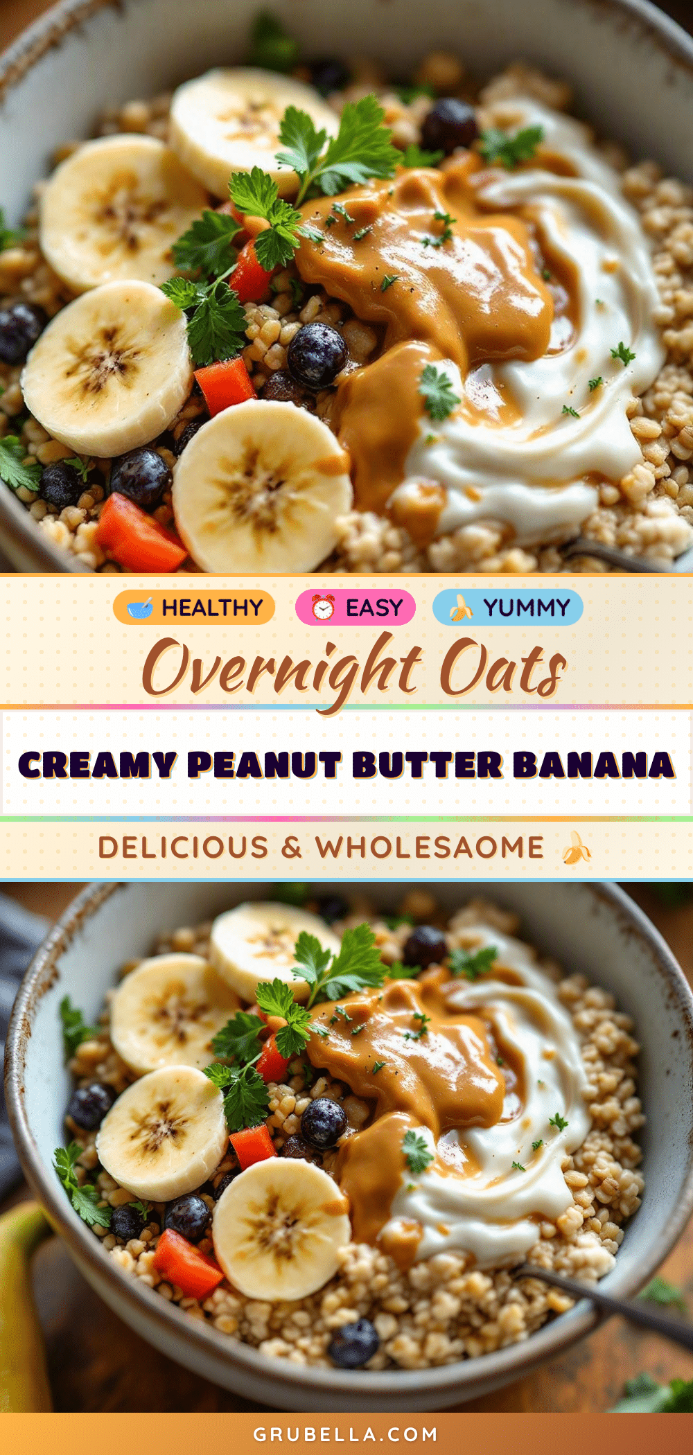 creamy peanut butter banana overnight oats recipe