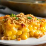 creamy sweet corn casserole with Jiffy mix - featured image