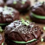 crispy chocolate mint sandwich cookies - featured image