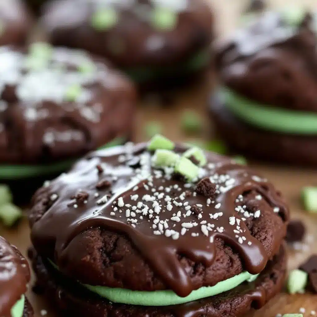 crispy chocolate mint sandwich cookies - featured image