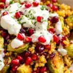 crispy pomegranate glazed roasted Brussels sprouts - featured image