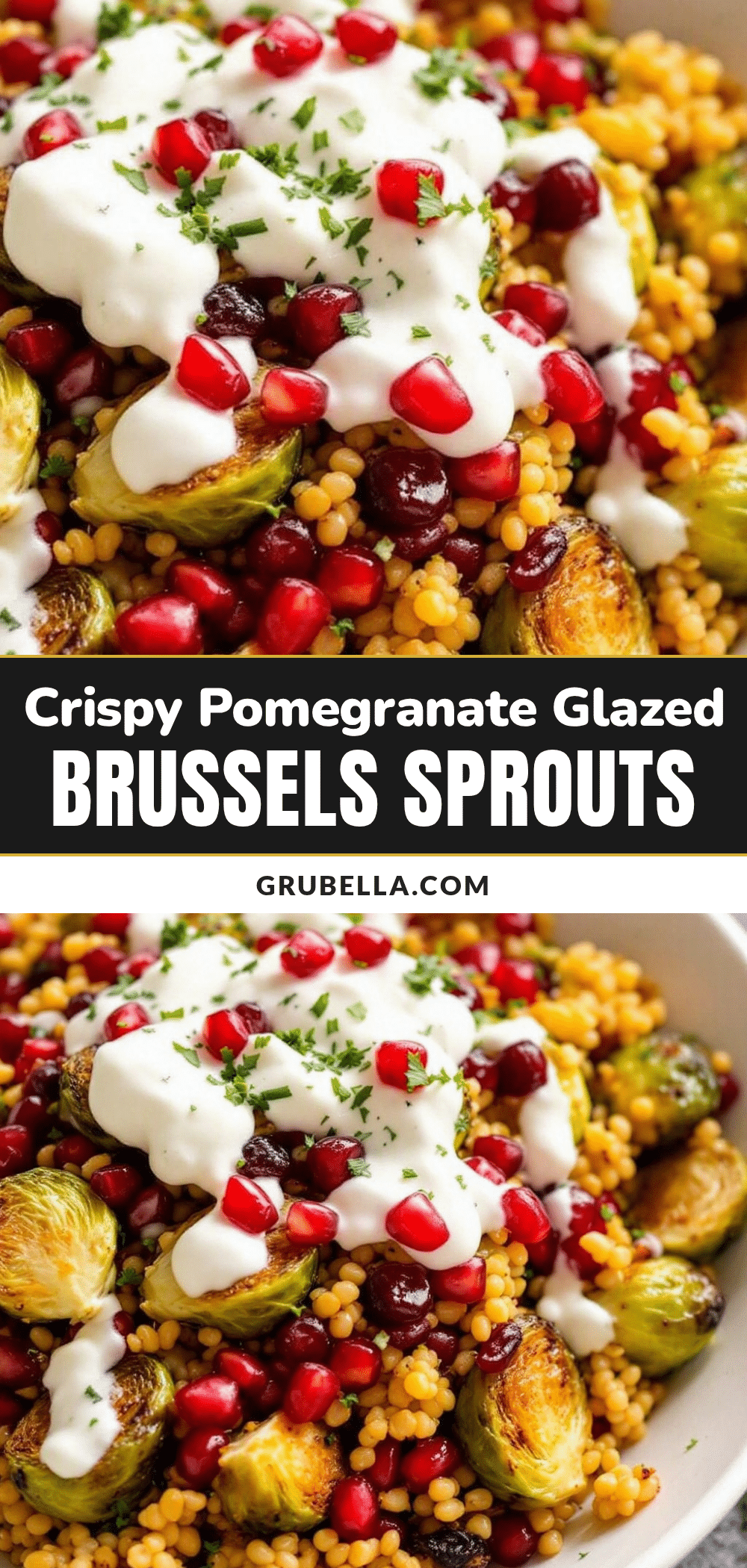crispy pomegranate glazed roasted Brussels sprouts recipe