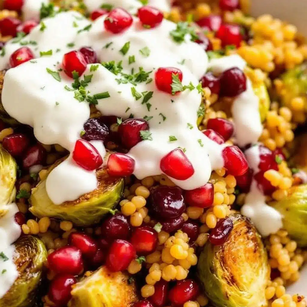 crispy pomegranate glazed roasted Brussels sprouts - featured image