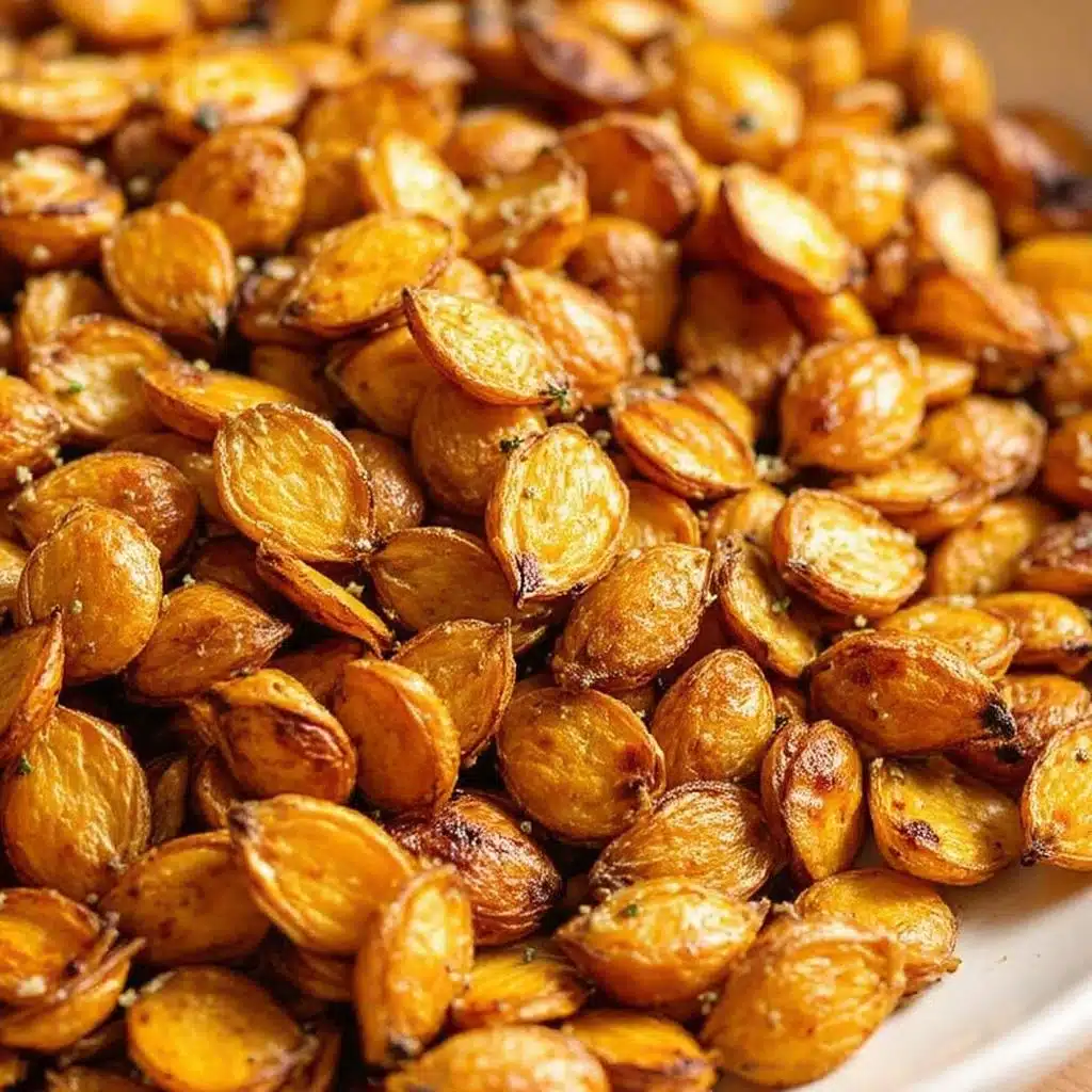 crispy roasted garlic parmesan pumpkin seeds - featured image