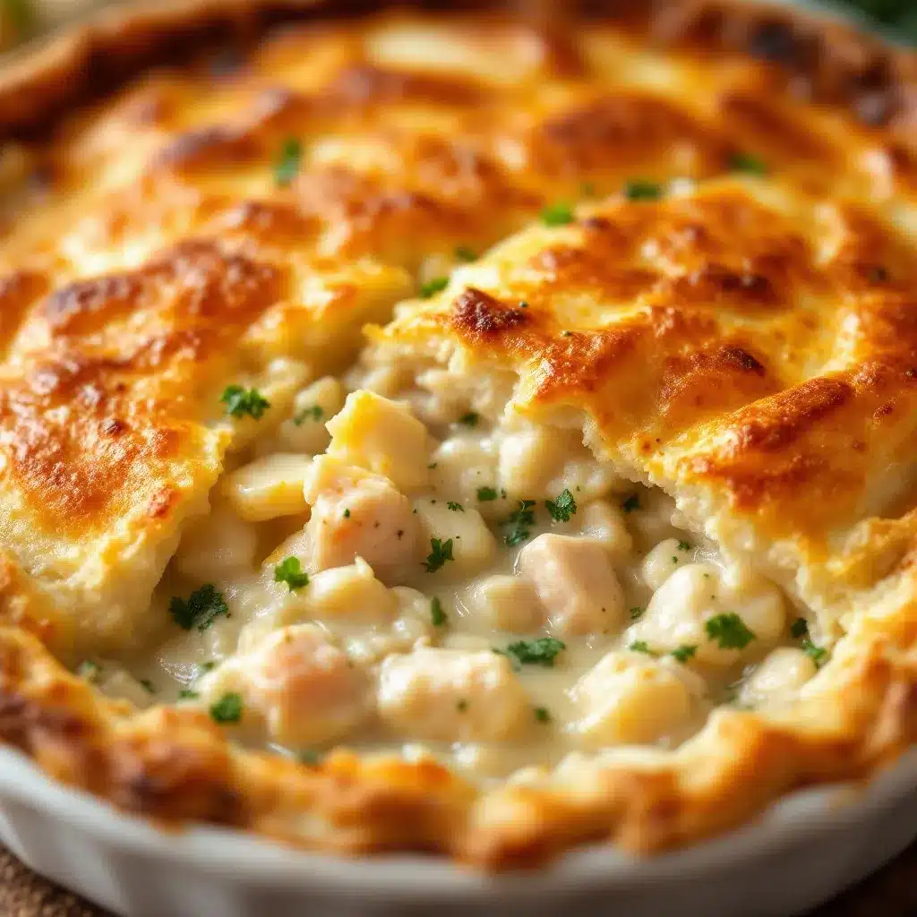 flaky chicken pot pie with puff pastry preparation steps