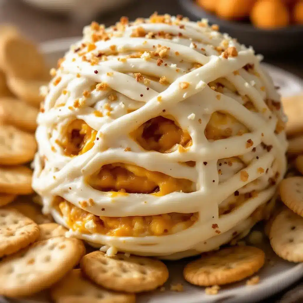 Spooky Halloween Mummy Cheese Ball preparation steps