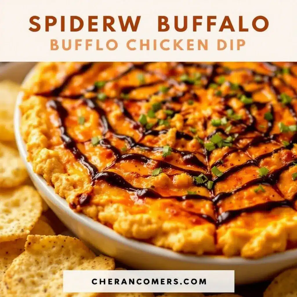 Spooky Spiderweb Buffalo Chicken Dip preparation steps